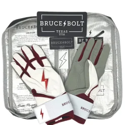 Outlet CHROME Series Long Cuff Batting Gloves White|Red