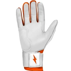 Sale CHROME Series Long Cuff Batting Gloves White|Orange
