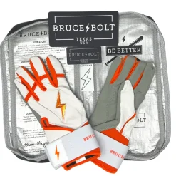 Sale CHROME Series Long Cuff Batting Gloves White|Orange