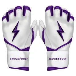 Clearance CHROME Series Long Cuff Batting Gloves White|Purple