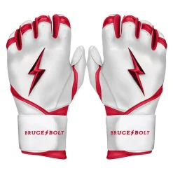 New CHROME Series Long Cuff Batting Gloves White|Red