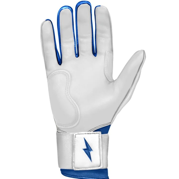 CHROME Series Long Cuff Batting Gloves Blue|White