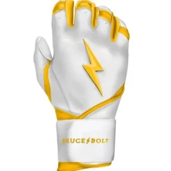 Sale CHROME Series Long Cuff Batting Gloves White|Yellow