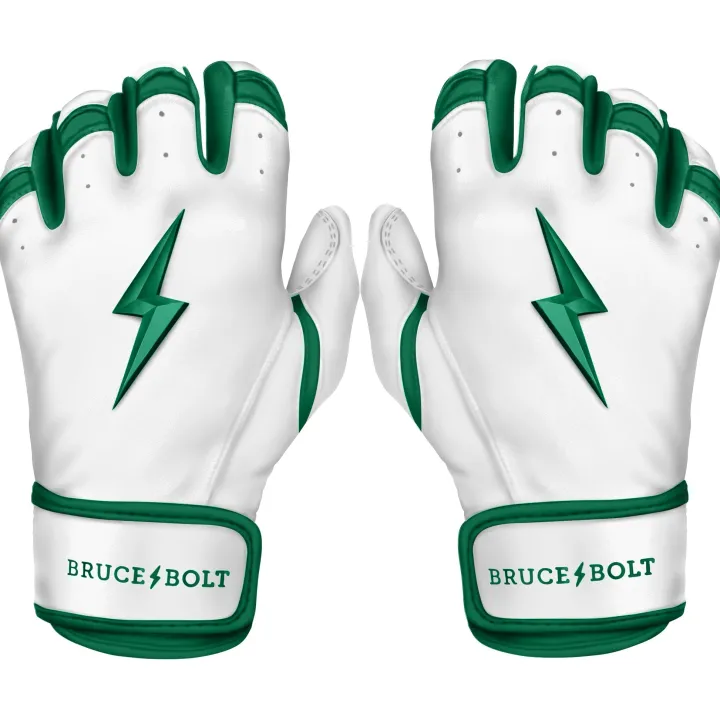 Online CHROME Series Short Cuff Batting Gloves White|Green