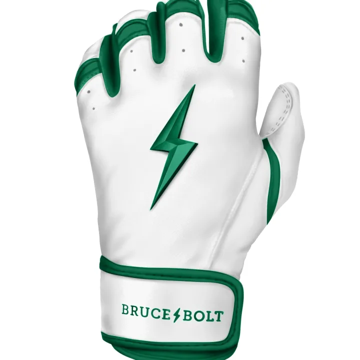Online CHROME Series Short Cuff Batting Gloves White|Green