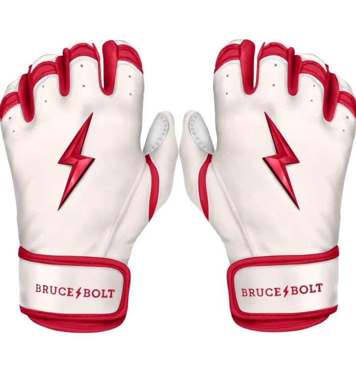 Hot CHROME Series Short Cuff Batting Gloves White|Red