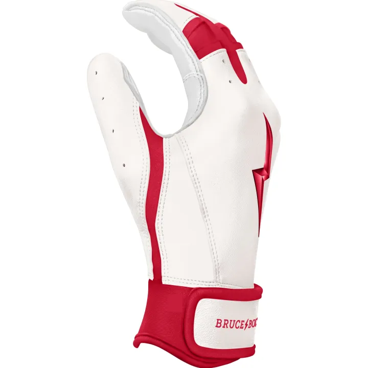 Hot CHROME Series Short Cuff Batting Gloves White|Red