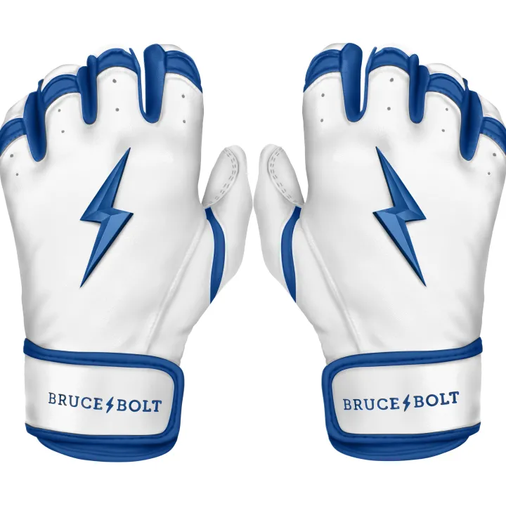 Online CHROME Series Short Cuff Batting Gloves White|Blue