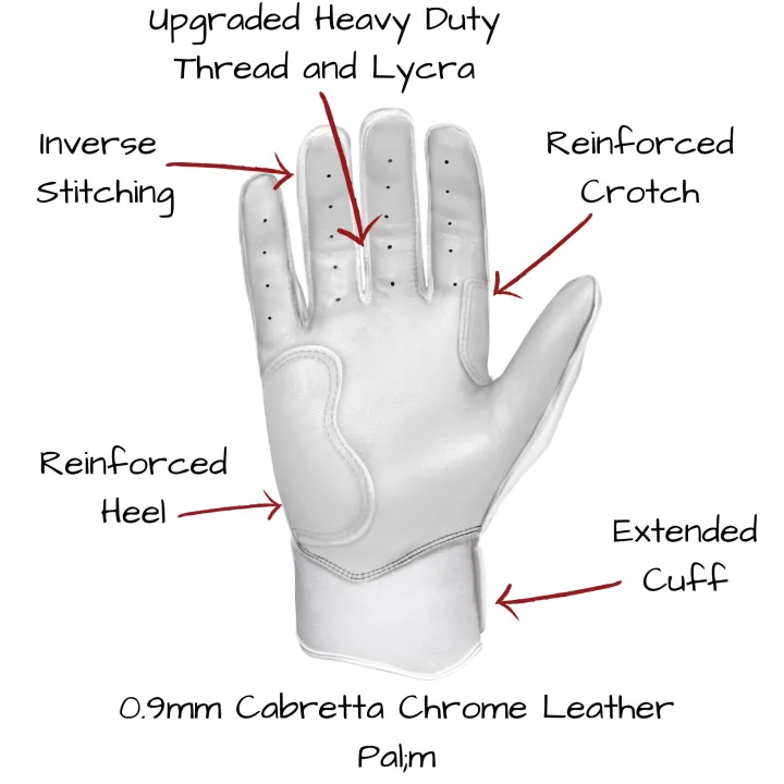 Sale CHROME Series Short Cuff Batting Gloves White|Batting Gloves