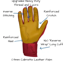 Discount Long Cuff Batting Gloves Red|Batting Gloves